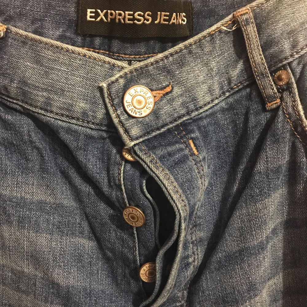 Express Vintage Skinny Ankle Ripped Jeans